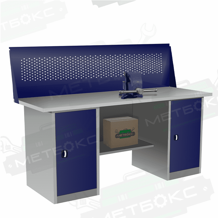 Верстак двухтумбовый ВП-5/1,6 с экраном купить в Томске Верстак двухтумбовый ВП-5/1,6 с экраном купить в Томске