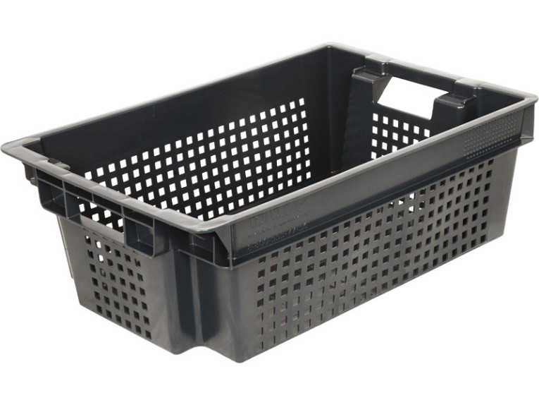 Ящик 600х400х200 1,5кг. дно сплошное, стенки перфорированные чёрный купить в Томске