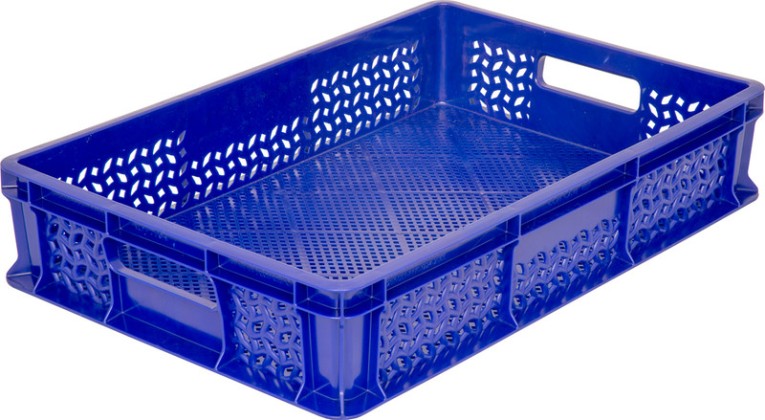 Ящик 600х400х120 перфорированный, с ручками синий купить в Томске