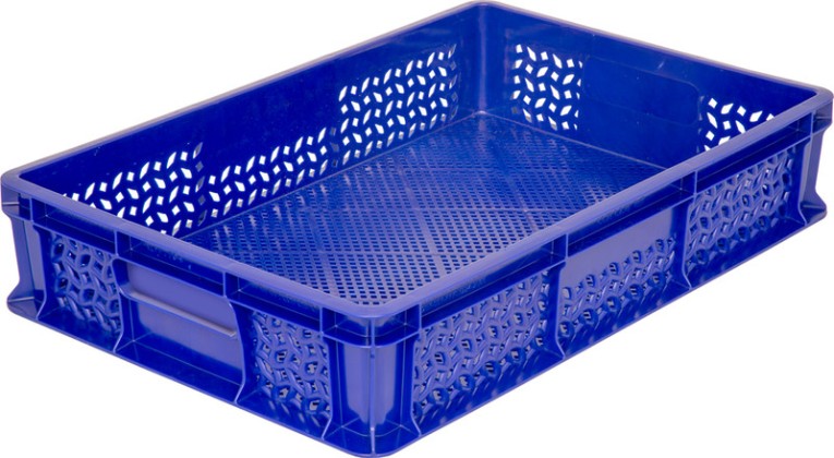 Ящик 600х400х120 перфорированный, без ручек синий купить в Томске