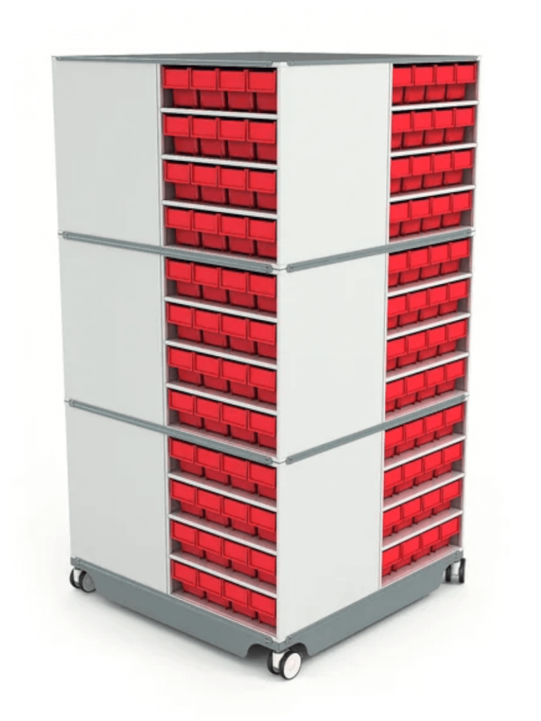 КП-02 Кассетница поворотная с красными ящиками купить в Томске