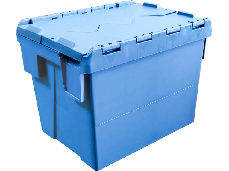 Ящик 400х300х306 сплошной, с крышкой синий купить в Томске Ящик 400х300х306 сплошной, с крышкой синий купить в Томске
