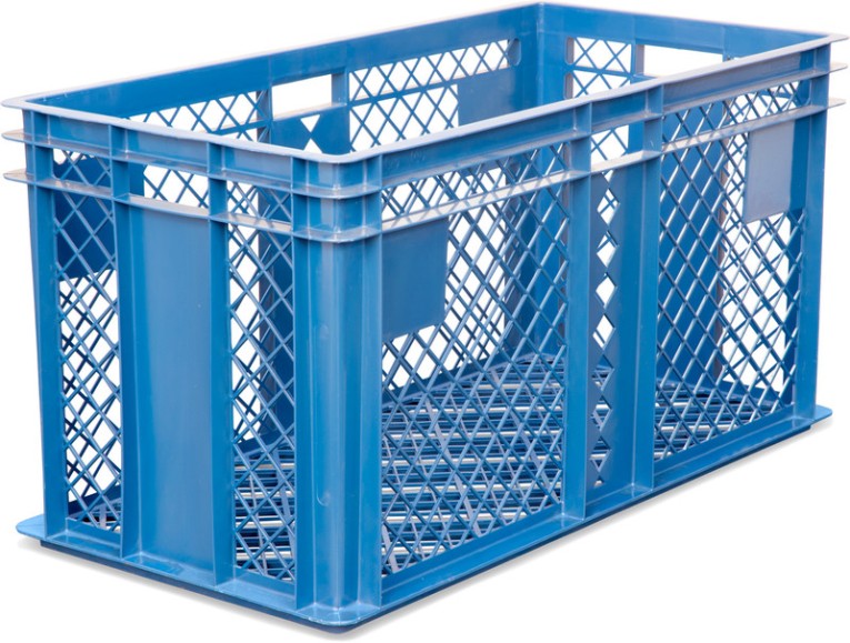 Ящик 800х400х410 перфорированный синий для перевозки живой птицы купить в Томске