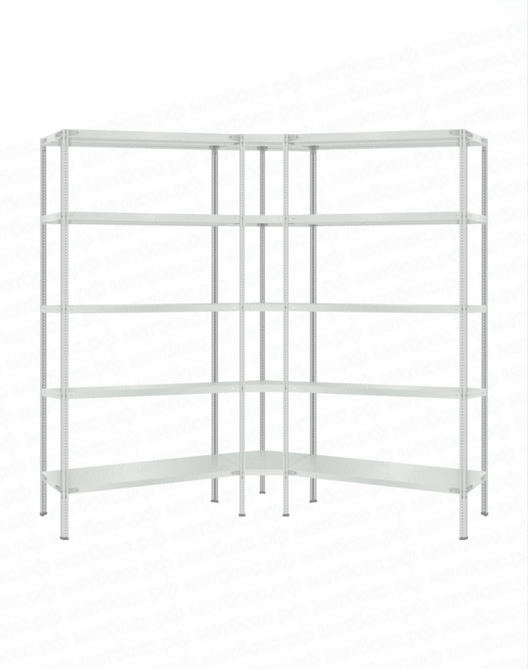 Стеллаж угловой 2000х1600х1600 (5 ярусов глубиной 400мм) купить в Томске