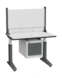Стол монтажный ДиКом СР-100-01, ESD Thermopal, регулировка винтом, экран Э1, с подвесной тумбой Стол монтажный ДиКом СР-100-01, ESD Thermopal, регулировка винтом, экран Э1, с подвесной тумбой