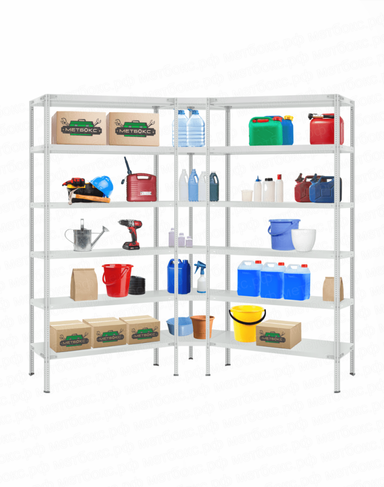 Стеллаж угловой 2000х1700х1700 (6 ярусов глубиной 500мм) купить в Томске