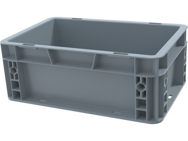 Ящик 300х200х120 сплошной, гладкое дно, цв. серый купить в Томске