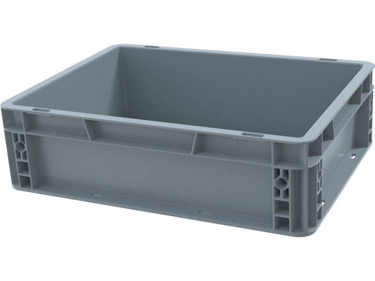 Ящик 400х300х120 сплошной, усиленное дно, цв. серый купить в Томске Ящик 400х300х120 сплошной, усиленное дно, цв. серый купить в Томске