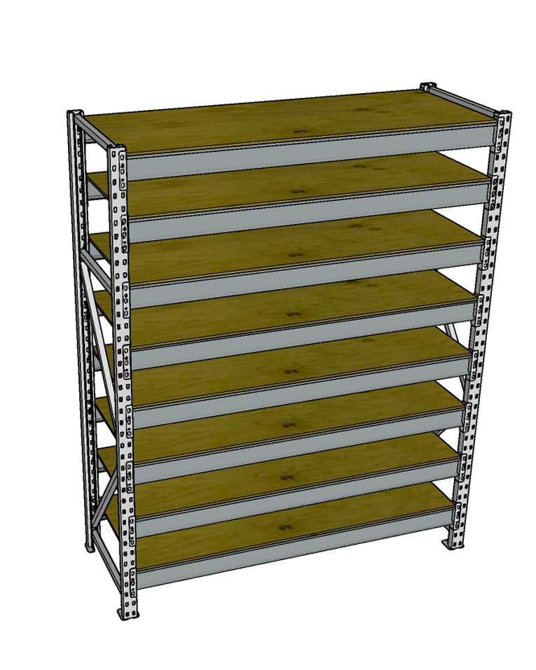 Стеллаж грузовой СГР 2000x1200x1000 8 полок (фанера) купить в Томске Стеллаж грузовой СГР 2000x1200x1000 8 полок (фанера) купить в Томске