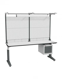 Стол монтажный ДиКом СР-200-01, ESD Thermopal, регулировка винтом, экран Э3, с подвесной тумбой, со светильником